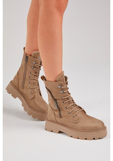 Tonny Black Kadın Vizon Süet Poli Taban Fermuar Detaylı Rahat Kal