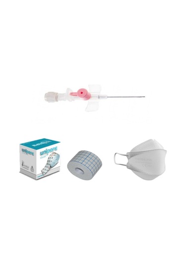 Galena Branül Pembe İntraket Iv Kanül 20 G 100 Adet+Unipore 5 M x 5 M Flaster+F95 Beyaz Maske