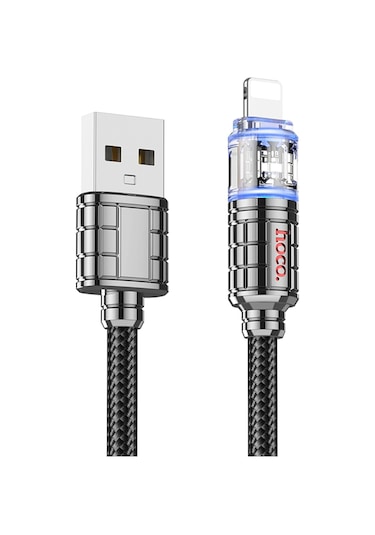 Hoco. U122 1.2m Lantern Usb To Lightning Şarj Data Kablosu - Siyah