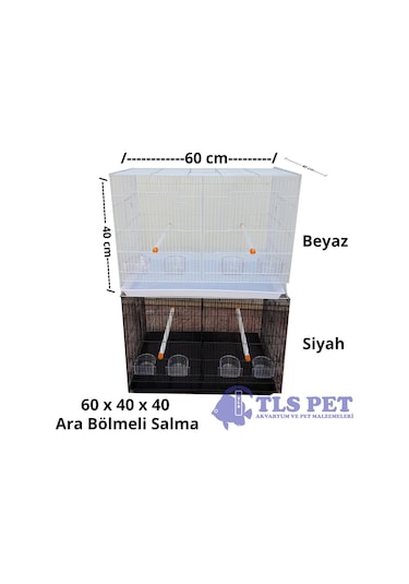 Tlspet İthal Ara Bölmeli Salma Çifthane Kafes x 6 Adet 60x40x40 c
