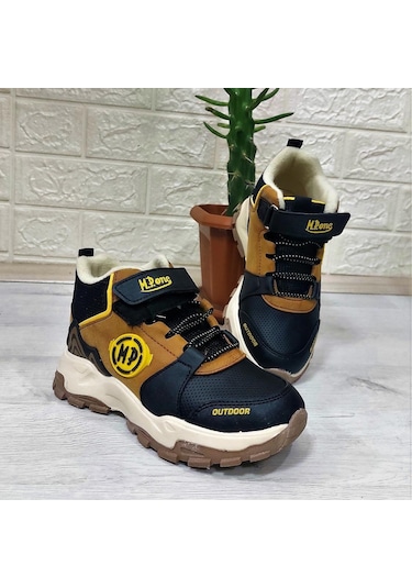 M.p One 3139 Taba - Siyah Fuspetli Cırtlı İçi Polar Erkek Çocuk Bot 001