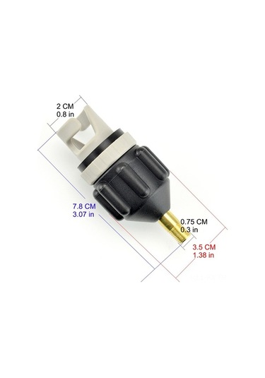 Fortunelane Sup Kayak Balon Valfi Adaptörü - Kaliteli Pirinç + Kauçuk - Hızlı Şişirme - Evrensel Uyumlu - Gri Siyah