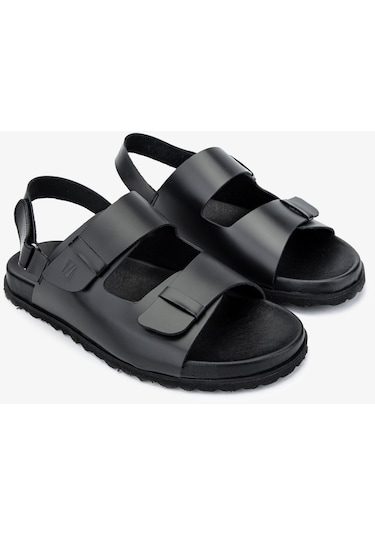 Sandals Factory Lorenza Erkek Siyah Hakiki Deri Sandalet Ayakkabı 60 17627 Erk Sndlt Y24 Siyah