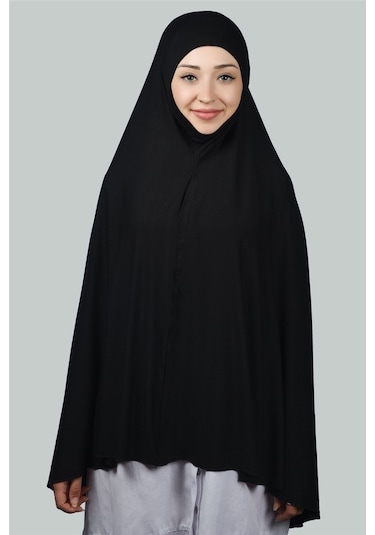 Altobeh Hazır Türban Peçeli Pratik Eşarp Tesettür Nikaplı Hijab - Namaz Örtüsü Sufle (5XL) - Siyah
