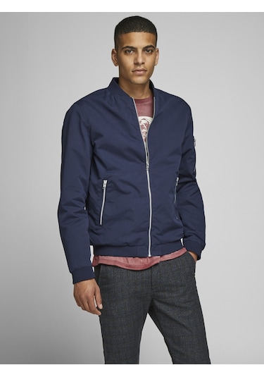 Erkek Fermuarlı Bomber Ceket - 12165203 Navy Blazer