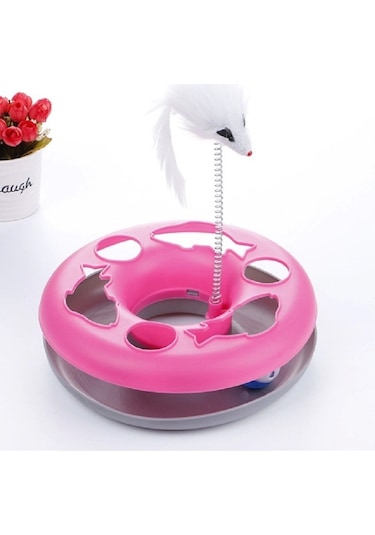 Mixpet Yaylı Fareli Dönen Toplu Kedi Oyuncağı 24.5 x 24.5 x 7 CM