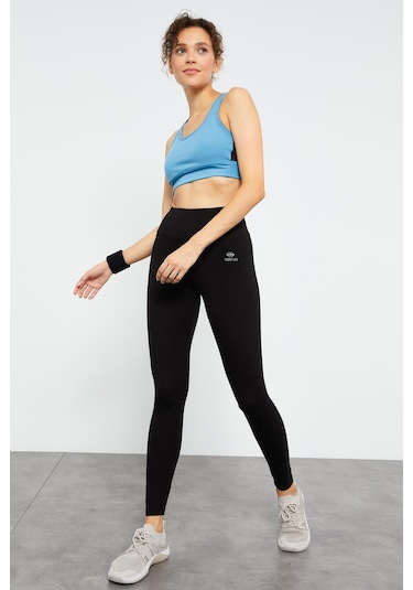 Tommy Life Siyah Yüksek Bel Toparlayıcı Slim Fit Dar Paça Kadın Tayt - 94011 SiYAH