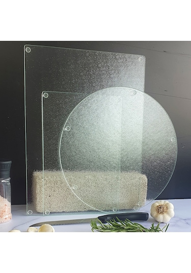 Decorita Buzlu Cam Kesme Tablası 3'lü Takım