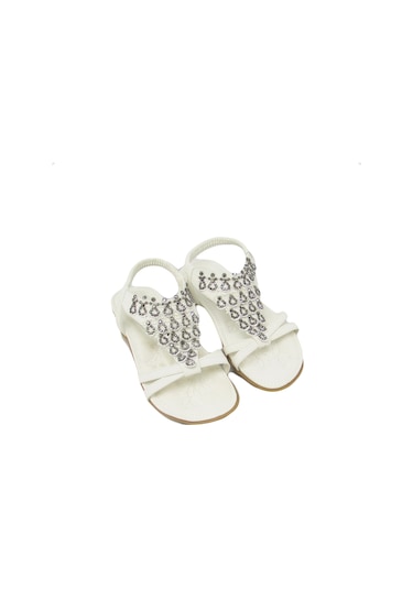 GUJA BLG22Y121 BEYAZ KIZ ÇOCUK ARKADAN LASTİKLİ TAŞLI SANDALET Beyaz