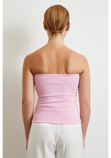 Straplez Top Pembe Pembe