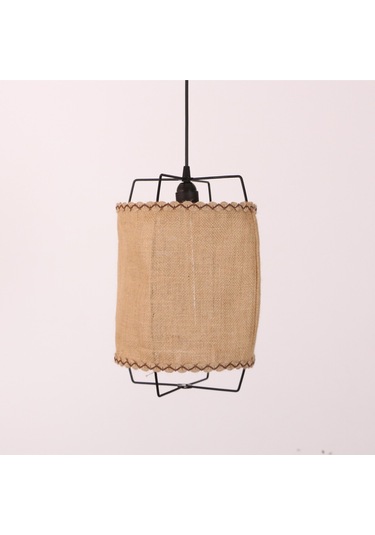 Cappadocia Doğal Jut Siyah Barlı Avize 25x35 Cm Bej