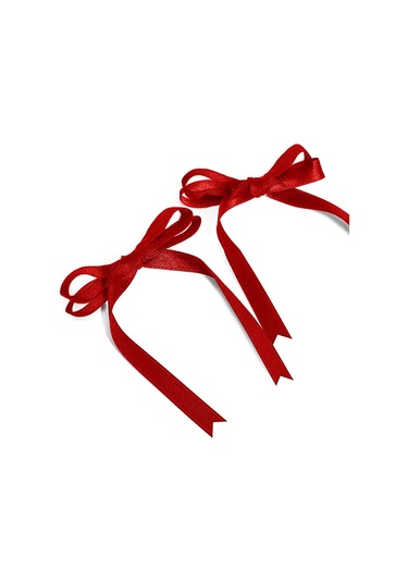 10 Adet Kırmızı Saten Fiyonk Süsleme Küçük Kurdele Seti