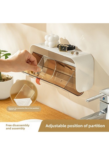 Dianziye Duvar Takılı Bölmeli Organizer, Pp Plastik Kapaklı Evcil Depolama Kutusu, Makyaj/kitap Saklama, Ev & Dormitory Kullanıma Uygun Transparan Fıstık Kahverengi