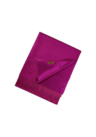 Mısırlı Eşarpları Çift Taraflı Düz Renk Ipek Şal Fuşya