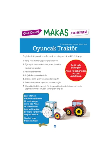 Okul Öncesi Makas Etkinlikleri Kes Yapıştır Oyna 1. Seviye - Dikkat Atölyesi Yayınları