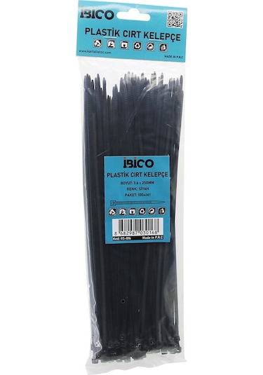 100pcs Siyah 3.6x250mm Plastik Cırt Kelepçe 5570 Diğer