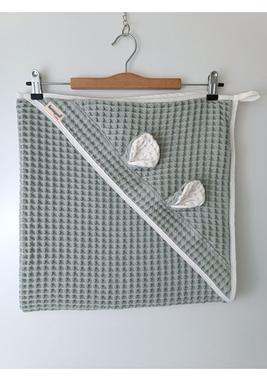 Ekru Pike Bebek Battaniyesi Doğal Organik Uyku Çift Taraflı Bebek Havlu Örtü Yenidoğan Mevsimlik Yeşil