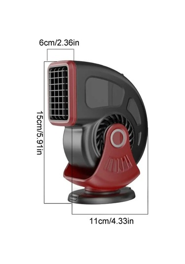 Dancemonkey 9769 12v Araç Isıtıcı Hafif Buz Çözme Ve Sis Giderme - Siyah/kırmızı