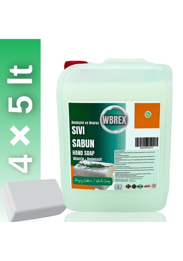 Wbrex Beyaz Sabun Besleyici ve Onarıcı Sıvı El Sabunu 4 x 5 L