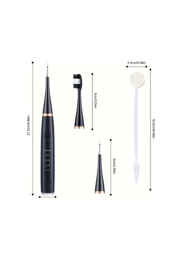 Willowhaven Siyah Şarj Edilebilir 5 Hızlı Usb Diş Fırçası 4 Başlık Hediyeli