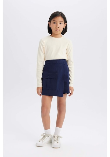 DeFacto Kız Çocuk Gabardin Cepli Şort Etek D9220A825SPNV251