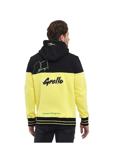 Adams Sarı/siyah Kapüşonlu 3 İplik Baskılı Kanguru Cepli Sweatshirt Sarı