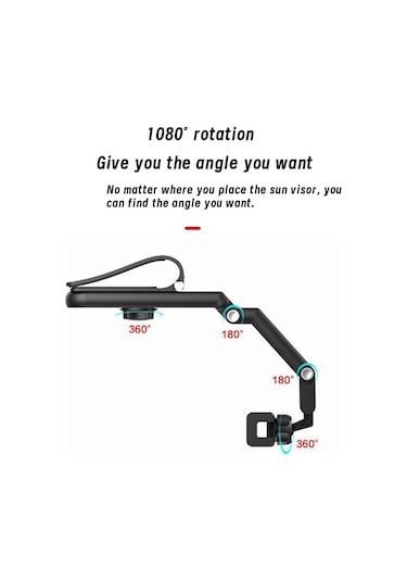 Reedark 360 Dönebilen Evrensel Araç Telefon Tutucu - Güneşlik Klipsli, Şarj Ve Navigasyon İçin Pratik Çözüm