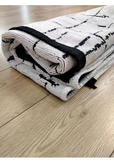 Çam Halı Bodrum Bdr 121 Beyaz Özel Latex Kaymaz Tabanlı Kilim