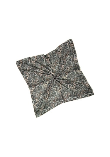 Ebruli Pamuklu Etnik Desenli Soft Eşarp 90x90 Cm Kahve