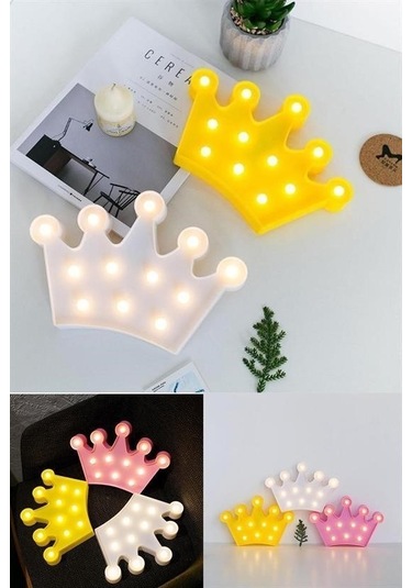 Seçkin Trend 3d Dekoratif Pilli Kraliçe Tacı Model Led Masa Ve Gece Lambası Çok Renkli