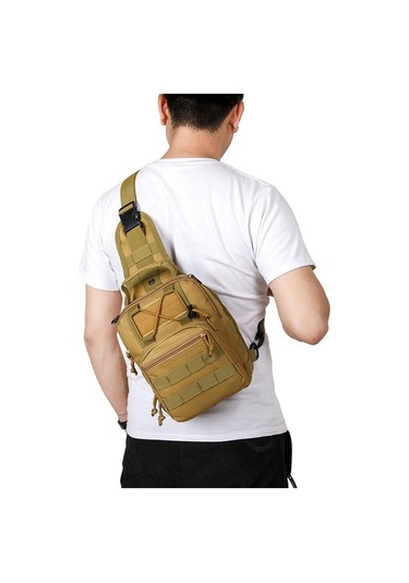 Maoyaya Taktik Göğüs Çantası Açık Kamuflaj Omuz Messenger Çanta Bel Çantası1 Siyah Siyah