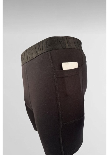 Weweus Siyah Gizli Cepli Erkek Uzun Boxer Siyah