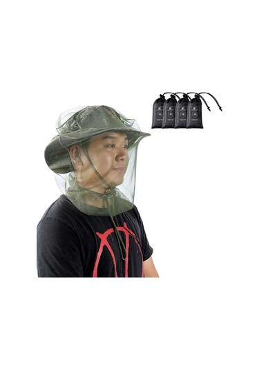 Besthome1 4 Adet Yeşil Nylon Mosquito Net - Outdoor Aktivite İçin Yüz&boyun Koruyucu, Doğa Sporları, Dağcılık, Kamp, Balıkçılık