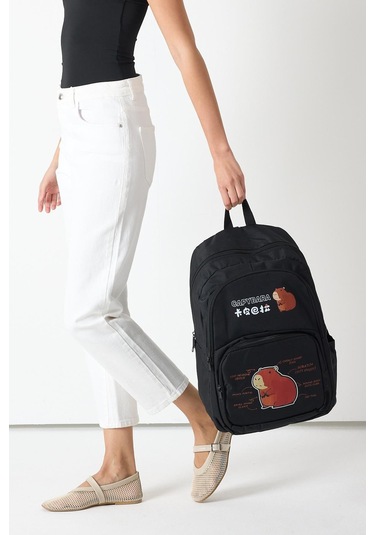 Sincap Baskılı Çocuk Unisex Siyah Sırt Çantası Pwcnt015 Siyah