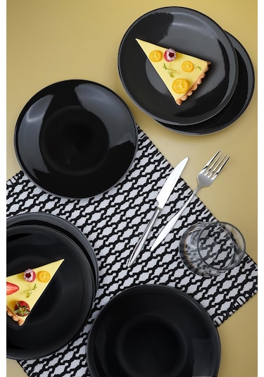 Kütahya Porselen Zeugma 6 Parça Siyah Pasta Seti