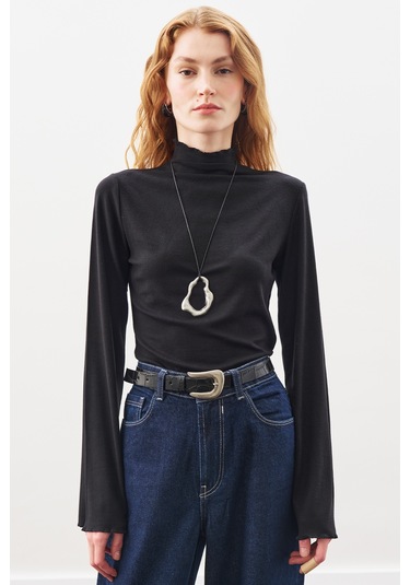 Timsah Deri Görünümlü Kemer Siyah Siyah