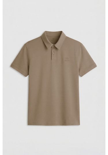 Koyu Bej Standart Kalıp Basic Polo Yaka Erkek T-shirt - 87748 Koyu Bej