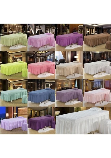 Ganzhoushop Suntek Örtülü Masaj Masası Güzellik Etek Beyaz Eu