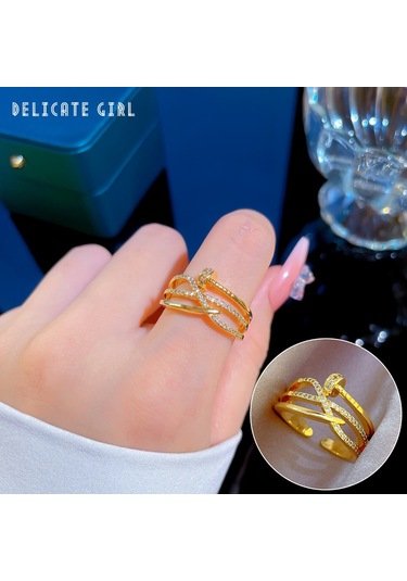 Ayarlanabilir Açıklığa Sahip Zarif Zirkon Yüzük No.14 Çok Renkli