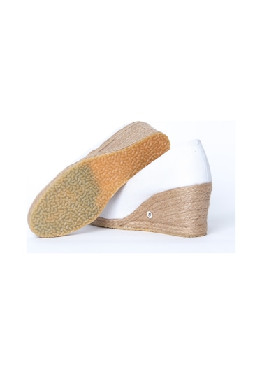 Star Tombis Beyaz Keten Espadril Dolgu Topuk