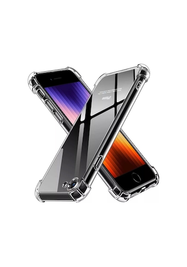 Apple Uyumlu iPhone SE 2 2020 Kamera Korumalı Antişok Airbag Köşe Korumalı Silikon Şeffaf Kapak