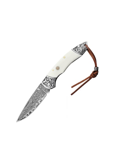 Sibirya Edc Kamp Survival Damascus Çakı Beyaz