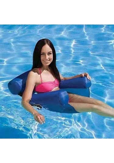 Bloomnest Yüzme Havuzu Plaj Su Hamağı Hava Yatağı Şezlong Yüzen Uyku Minderi Katlanabilir Şişme Hava Yatağı Yatak Sandalye Mavi - Çocuklar İçin Güvenli Ve Dayanıklı Mavi