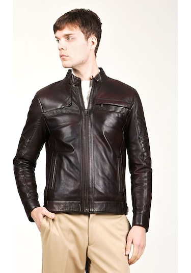 Dericlub Ahmet Gerçek Deri Erkek Mont-Bordo