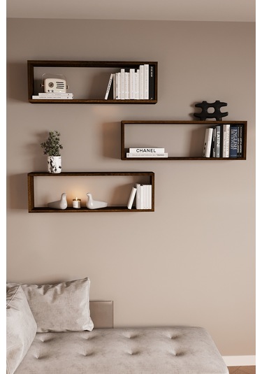 Df05105 3'lü Raf Kitaplık Duvar Rafı Dekoratif Kitaplık Barok