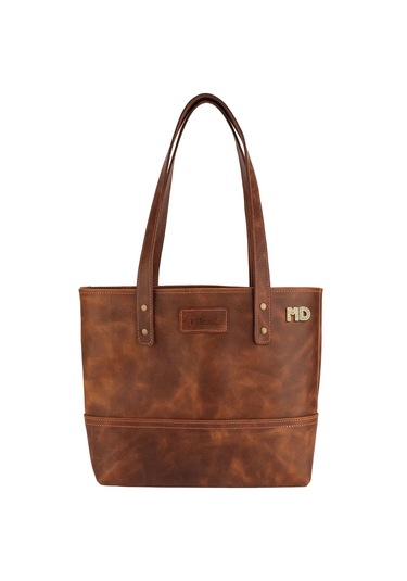 Twingold İsme Özel Tote Bag El Omuz Çantası - %100 Rainbow Deri - Ac03003 - Kahverengi Kahverengi