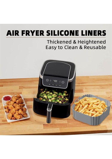 Ninja Air Fryer Liner'ları İçin 2 Adet Air Fryer Liner'ları Yeniden Kullanılabilir Sepet B Siyah
