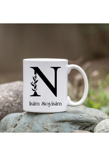 Kişiye Özel N Harfi Bardak - İsim Yazılı Bardak - İsimli Bardak