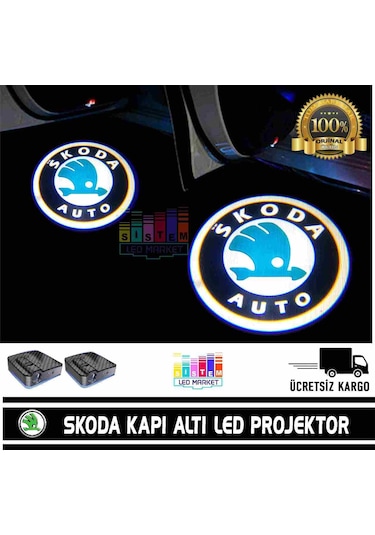 Skoda Araçlar İçin Pilli Yapıştırmalı Kapı Altı Led Logo N11.9216