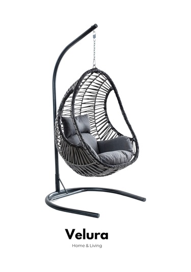 Cosmo Bahçe Salıncağı - Gri Rattan Gri Minder Gri